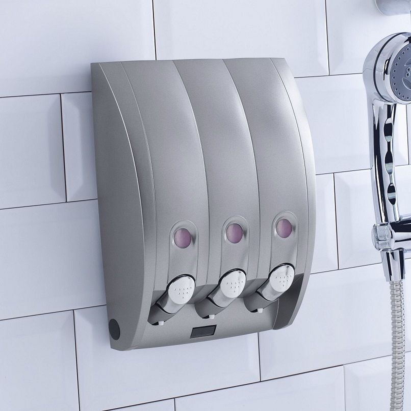 Hotel Amenity Dispenser 350ml lockable Triple Dispenser Gunmetal